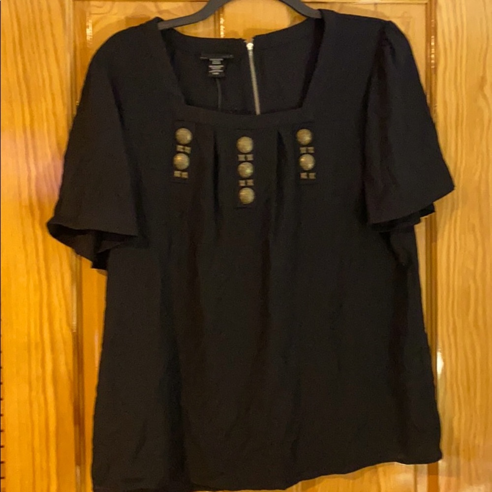 Apostrophe Black top with jewel neck top - XL